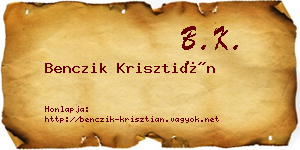 Benczik Krisztián névjegykártya
